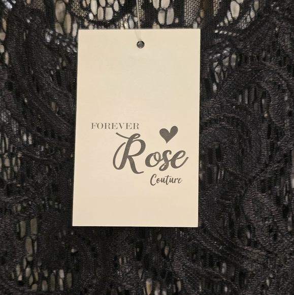 NWT Forever Rose Couture Black Long Lace/Crotchet Dress. XL - Picture 4 of 12